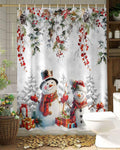 Christmas Snowman Shower Curtain 72x72in Waterproof Fabric Farmhouse 12 Hooks by Deal US