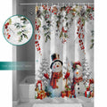 Christmas Snowman Shower Curtain 72x72in Waterproof Fabric Farmhouse 12 Hooks by Deal US