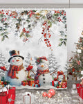 Christmas Snowman Shower Curtain 72x72in Waterproof Fabric Farmhouse 12 Hooks by Deal US