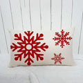 GTEXT Christmas Pillow Cover Red Snowflakes Linen 20x12 Inch Holiday Decor by Deal US