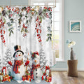 Christmas Snowman Shower Curtain 72x72in Waterproof Fabric Farmhouse 12 Hooks by Deal US