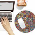 Boho Round Mouse Pad 8.7in Non-Slip Rubber Base Home Office Decor by Deal US