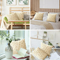 Set of 2 Christmas Pillow Covers 18x18 Cream Beige Plush Velvet Soft Throw by Deal US