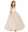 JISISANG Toddler Satin Tulle Dress Champagne Bow-Knot Flower Girl - Size 2 by Deal US