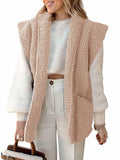 Tankaneo Womens Sherpa Fleece Vest Lightweight Teddy Jacket - Size L by Deal US