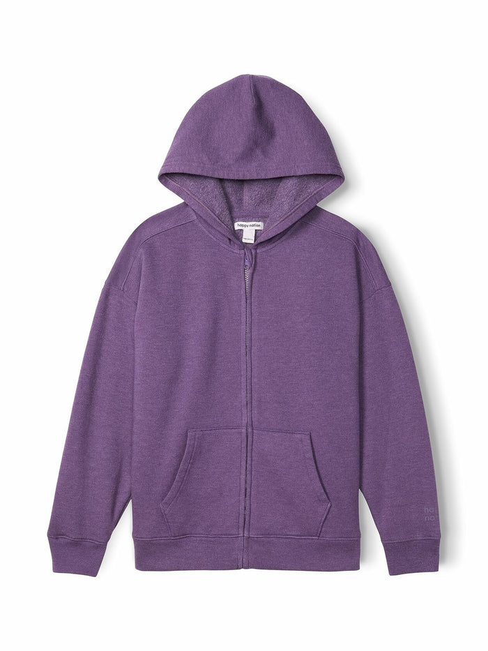 Happy Nation Relaxed Fleece Full Zip Hoodie Purple Haze Medium Sweatshirt by Deal US