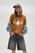 HQP Halloween Ghost T-Shirt Women Brown Graphic Fall Top Spooky Skateboard by Deal US