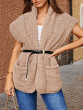 Tankaneo Womens Sherpa Fleece Vest Lightweight Teddy Jacket - Size L by Deal US