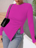 Remidoo Women's Rib Knit Long Sleeve Top Hot Pink Size L by Deal US