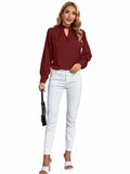 LYANER Women's Burgundy Twist Hollow Out Long Sleeve Office Blouse Medium by Deal US
