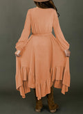 blibean Girl Boho Maxi Dress Long Sleeve A-Line Orange Size 8-9 Years by Deal US