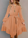 blibean Girl Boho Maxi Dress Long Sleeve A-Line Orange Size 8-9 Years by Deal US