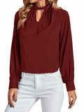 LYANER Women's Burgundy Twist Hollow Out Long Sleeve Office Blouse Medium by Deal US