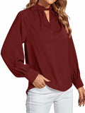 LYANER Women's Burgundy Twist Hollow Out Long Sleeve Office Blouse Medium by Deal US