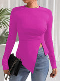 Remidoo Women's Rib Knit Long Sleeve Top Hot Pink Size L by Deal US