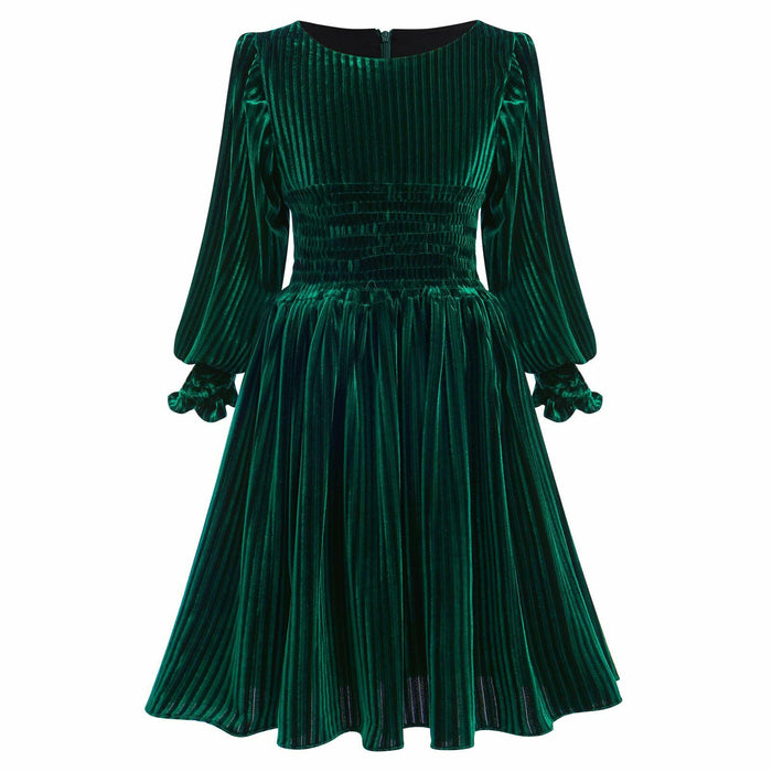 IMEKIS Toddler Velvet Christmas Dress Dark Green Long Sleeve Size 2-3T by Deal US