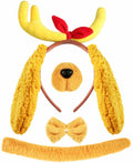 PAJXNJC Deer Antler Headband Set Yellow Christmas Party Favors Nose Bow Tail by Deal US