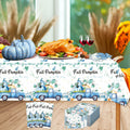 3 Pc Blue Fall Thanksgiving Tablecloth Set 54x108in + 60 Napkins Disposable by Deal US
