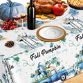 3 Pc Blue Fall Thanksgiving Tablecloth Set 54x108in + 60 Napkins Disposable by Deal US