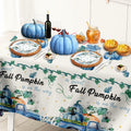 3 Pc Blue Fall Thanksgiving Tablecloth Set 54x108in + 60 Napkins Disposable by Deal US