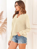 ZAFUL Apricot Ribbed Knit V Neck Long Sleeve Sweater Size M by Deal US