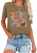 Gobble Gobble Women's Thanksgiving Shirt Khaki Short Sleeve Cute Graphic XL by Deal US