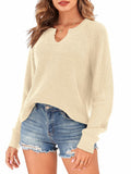 ZAFUL Apricot Ribbed Knit V Neck Long Sleeve Sweater Size M by Deal US