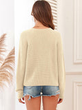 ZAFUL Apricot Ribbed Knit V Neck Long Sleeve Sweater Size M by Deal US