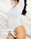 MANGOPOP Ribbed Long Sleeve Bodysuit Thong Seamless Tummy Control Size M by Deal US