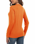 PRIMODA Women's Long Sleeve Shirt Orange S Cotton Blend Crew Neck Basic by Deal US