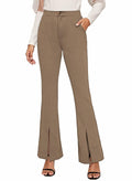 EVALESS Women's Khaki High Waisted Stretchy Flared Work Pants Medium by Deal US