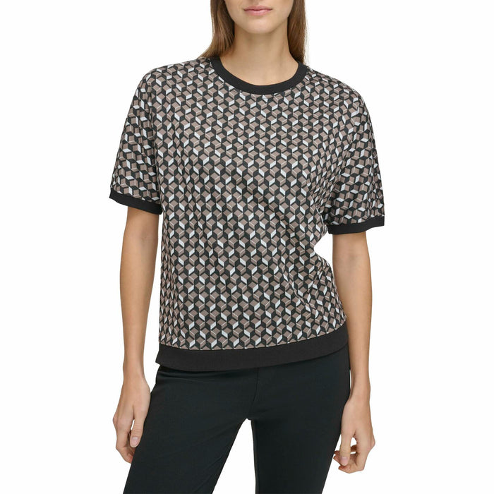 Andrew Marc Sport Women's Short Sleeve Sweatshirt Taupe Combo Medium by Deal US