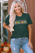 ELDPS Thanksgiving Shirt Women Casual Fall Top Thankful Tee Single Unit - Size L by Deal US