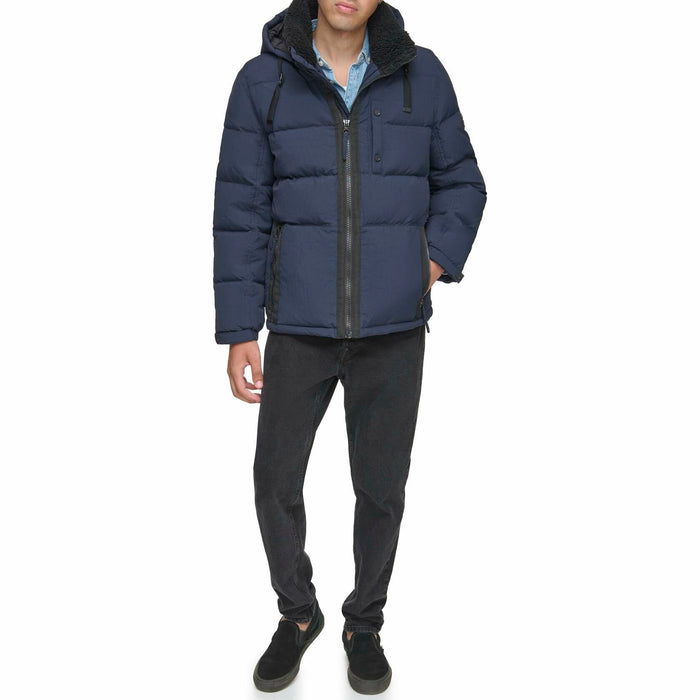 Andrew Marc Men's Water Resistant Hubble Down Jacket Ink XX-Large Removable Hood by Deal US
