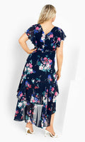 City Chic Plus Size Margot Print Maxi Dress Navy Lotte Bouquet Size 24 New by Deal US