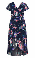 City Chic Plus Size Margot Print Maxi Dress Navy Lotte Bouquet Size 24 New by Deal US