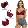 SHEKINI Wireless Padded Lace Bralette Women Size M Wine Red Wireless Bra by Deal US