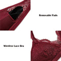 SHEKINI Wireless Padded Lace Bralette Women Size M Wine Red Wireless Bra by Deal US