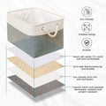 HOdo Home 3PCS Fabric Storage Bins 15x11x9.5in White Grey Collapsible Cubes by Deal US