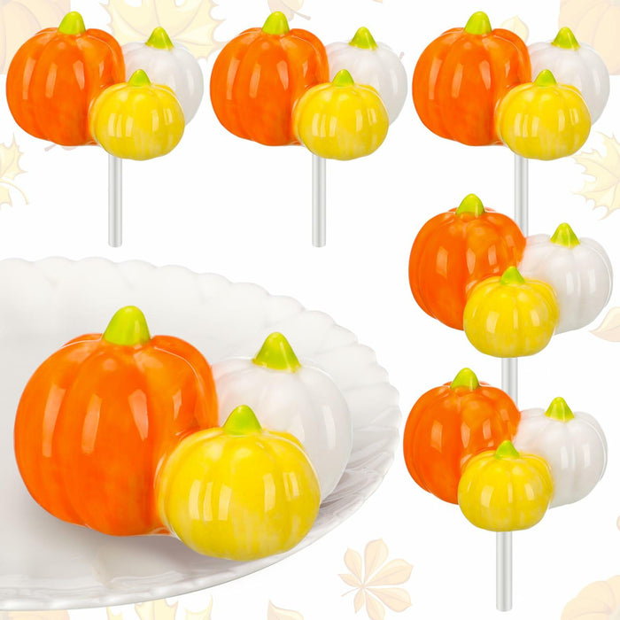 Dandat 6 Pcs Mini Turkey Plates Hand Painted Ceramics Pumpkin Decor by Deal US