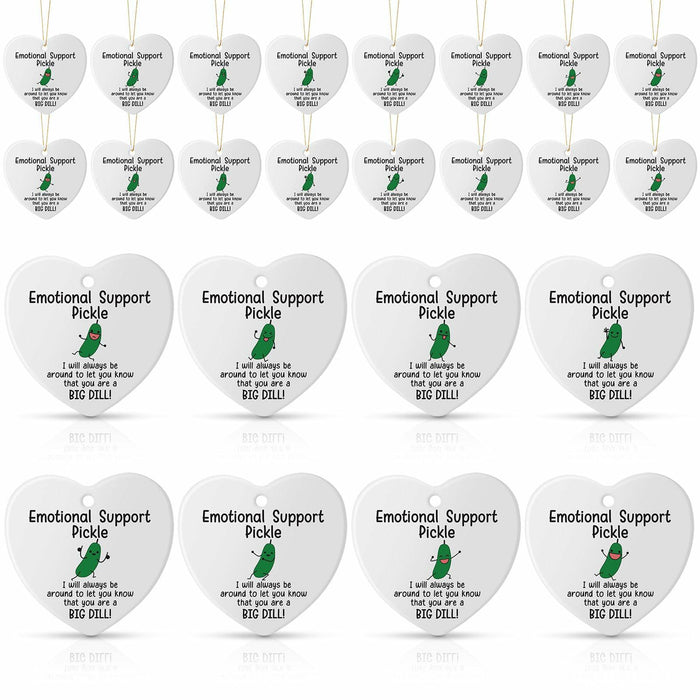Tioncy Emotional Support Pickle Ceramic Ornaments Double Sided Heart 24 Pack by Deal US