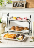 Shell Rectangle Chip and Dip Serving Set Black Tiered Tray Dessert Display by Deal US