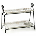 Shell Rectangle Chip and Dip Serving Set Black Tiered Tray Dessert Display by Deal US