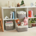 HOdo Home 3PCS Fabric Storage Bins 15x11x9.5in White Grey Collapsible Cubes by Deal US