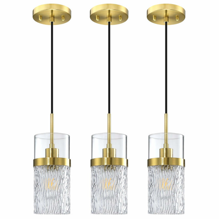 RAINLIGHTING 3 Pack Kitchen Island Pendant Light Clear Glass Brushed Bronze by Deal US