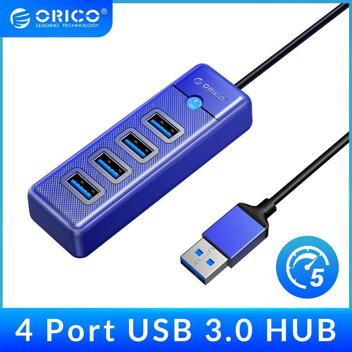 ORICO 4-Port USB 3.0 Hub with 0.49ft Cable Blue Fast Data Transfer by Deal US