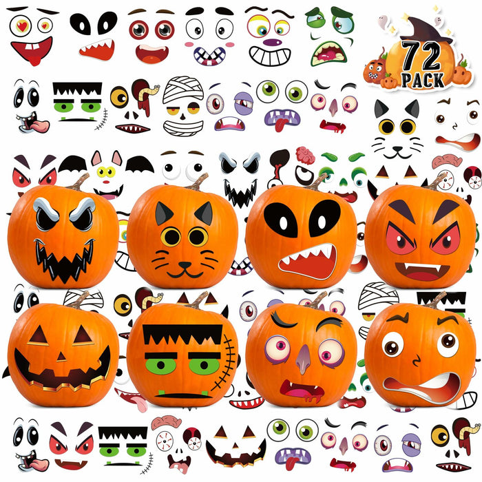 LINAYE Halloween Pumpkin Face Stickers Small Mini 72 PCS Decorating Kit by Deal US