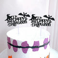 Totelux Halloween Cake Toppers 10Pcs Black Pumpkin Bat Ghost Glitter by Deal US