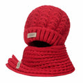 Wander Agio Women's Wool Knit Beanie & Scarf Set Thick Warm Red 6pc by Deal US