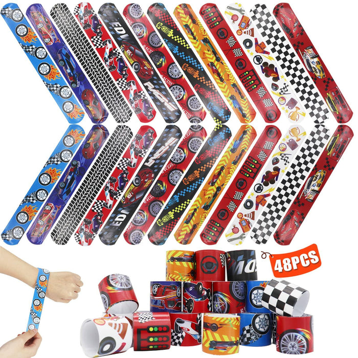 Acehome 48 PCS Kids Slap Bands Wristbands Bulk Vinyl Rolls Car by Deal US